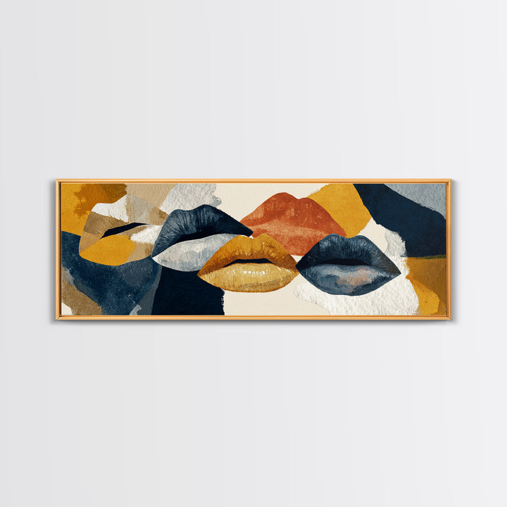 Abstract Lips and Hand Fashion Sketch Framed Canvas Print, Line Art, Gallery Wall Art, Living Room Decor, Fine Art, Line, LIN-3x1-82