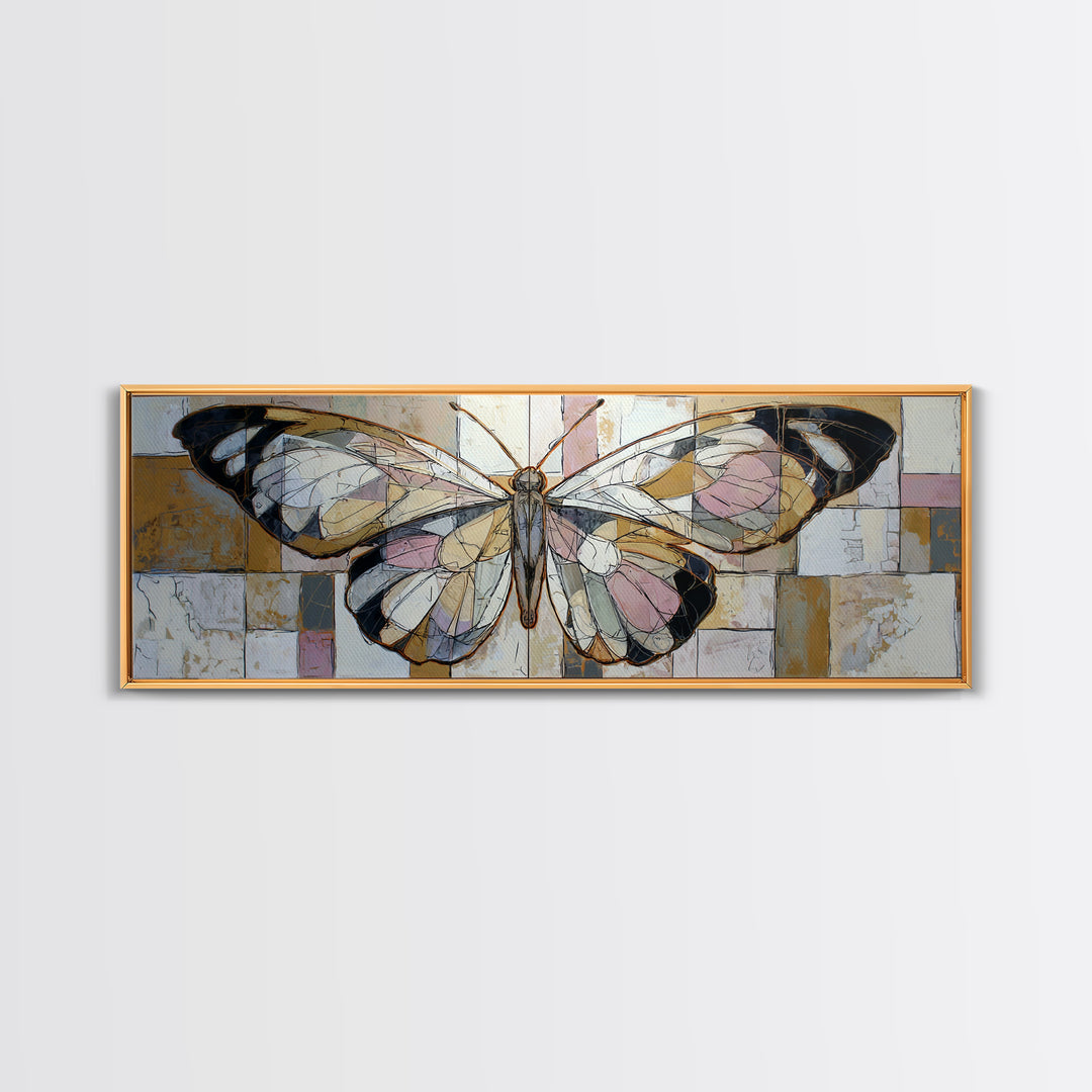 Line Art Butterfly Canvas Print, Line Art, Jesus Wall Art, Living Room Decor, Abstract Art, Line, Statement Artwork, LIN-3x1-86