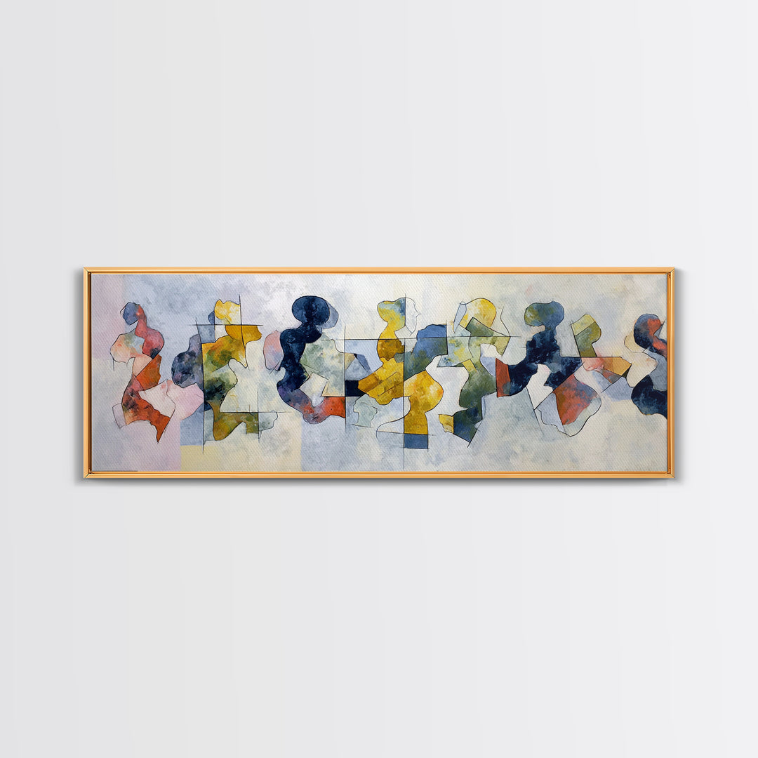 Abstract Family Figures Canvas Print, Line Art, Art, Living Room Decor, Oil Painting, Line, Boho Wall Decor, Boho Decor, LIN-3x1-88