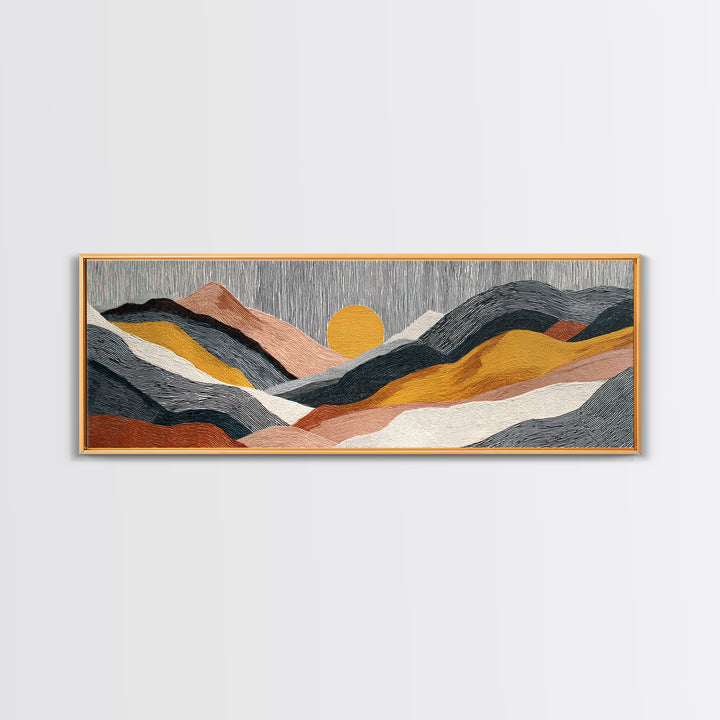 Black Line Mountains Canvas Print, Line Art, Neutral Decor, Living Room Decor, Oil Painting, Line, Wall Decor, Custom Portrait, LIN-3x1-98