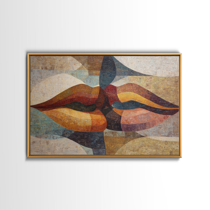 Abstract Lips and Hand Fashion Sketch Canvas Print, Line Art, Minimalist Wall Art, Living Room Decor, Abstract Art, Line, LIN-3x2-22