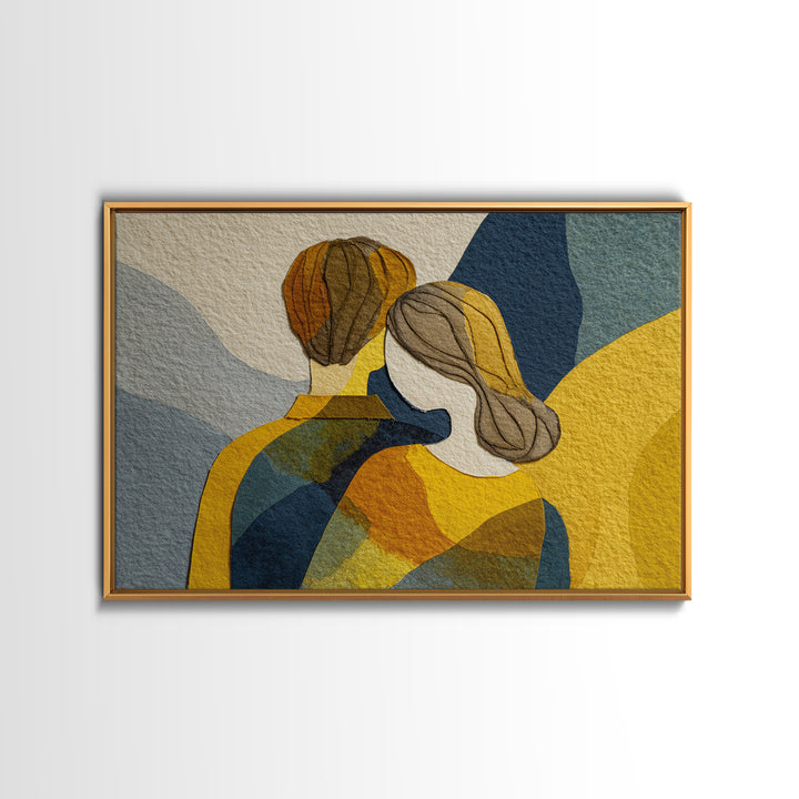 Single Line Couple Embracing Softly Canvas Print, Line Art, Minimalist Art, Living Room Decor, Fine Art, Line, Minimalist Decor, LIN-3x2-30