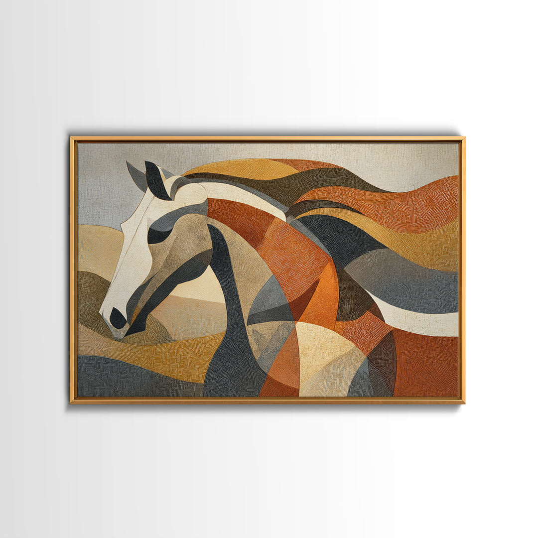 Abstract Horse Formed from Graceful Contour Canvas Print, Line Art, Art Print, Living Room Decor, Fine Art, Line, LIN-3x2-32