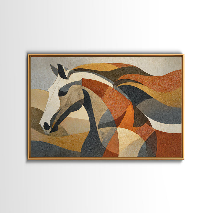 Abstract Horse Formed from Graceful Contour Canvas Print, Line Art, Art Print, Living Room Decor, Fine Art, Line, LIN-3x2-32