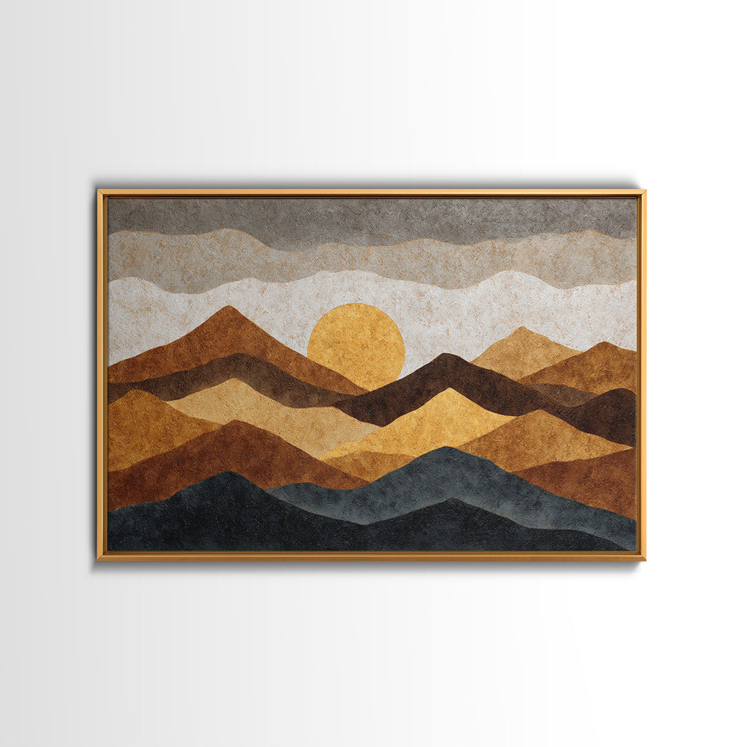 Black Line Mountains Canvas Print, Line Art, Living Room Art, Living Room Decor, Fine Art, Line, Art Print, Textured Painting, LIN-3x2-38