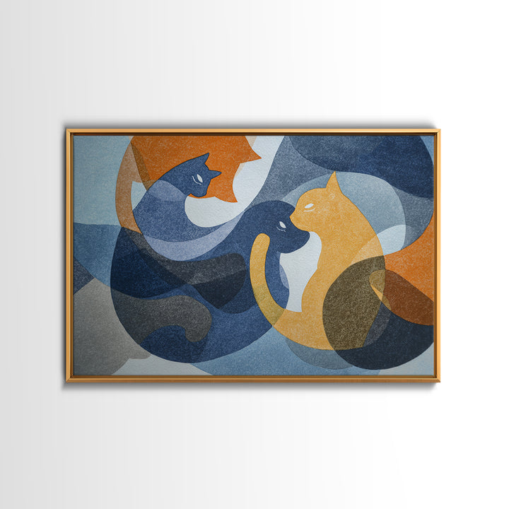 Monoline Cat Stretching Canvas Print, Line Art, Modern Decor, Living Room Decor, Abstract Art, Line, Contemporary Art, LIN-3x2-58