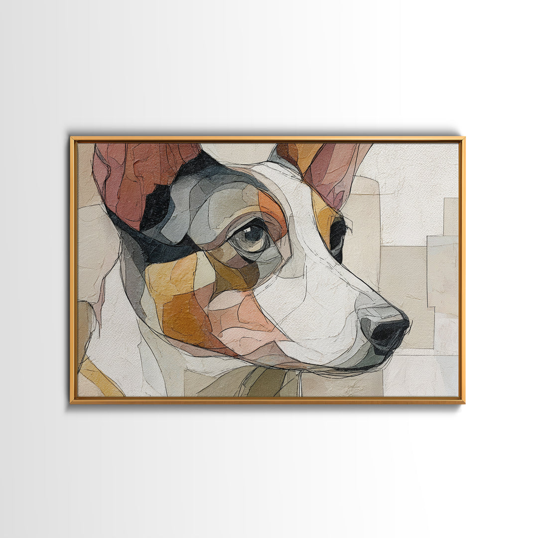 Continuous Line Dog Portrait Framed Canvas Print, Line Art, Room Decor, Living Room Decor, Fine Art, Line, Digital Wall Art, LIN-3x2-65