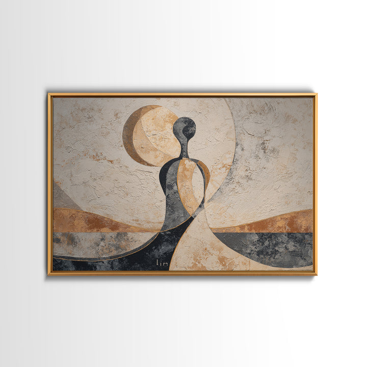 Single Line Yoga Pose Framed Canvas Print, Line Art, Textured Painting, Living Room Decor, Fine Art, Line, Canvas Art, LIN-3x2-69