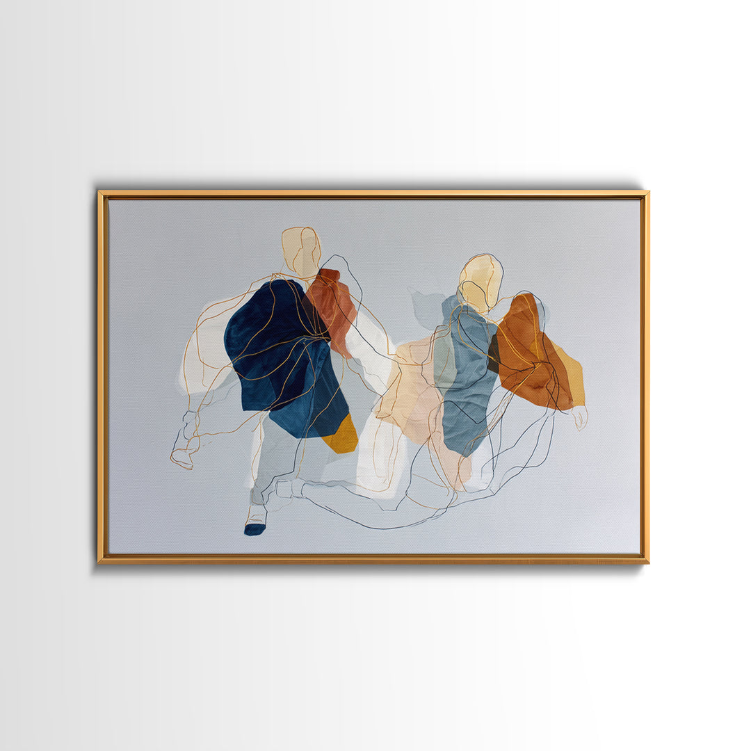 Continuous Line Dancer Canvas Print, Line Art, Gallery Wall Set, Living Room Decor, Fine Art, Line, Textured Painting, LIN-3x2-83