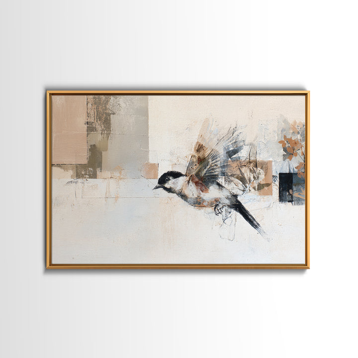 Single Line Bird Framed Canvas Print, Line Art, Boho Wall Decor, Living Room Decor, Fine Art, Line, Black and White Art, LIN-3x2-87