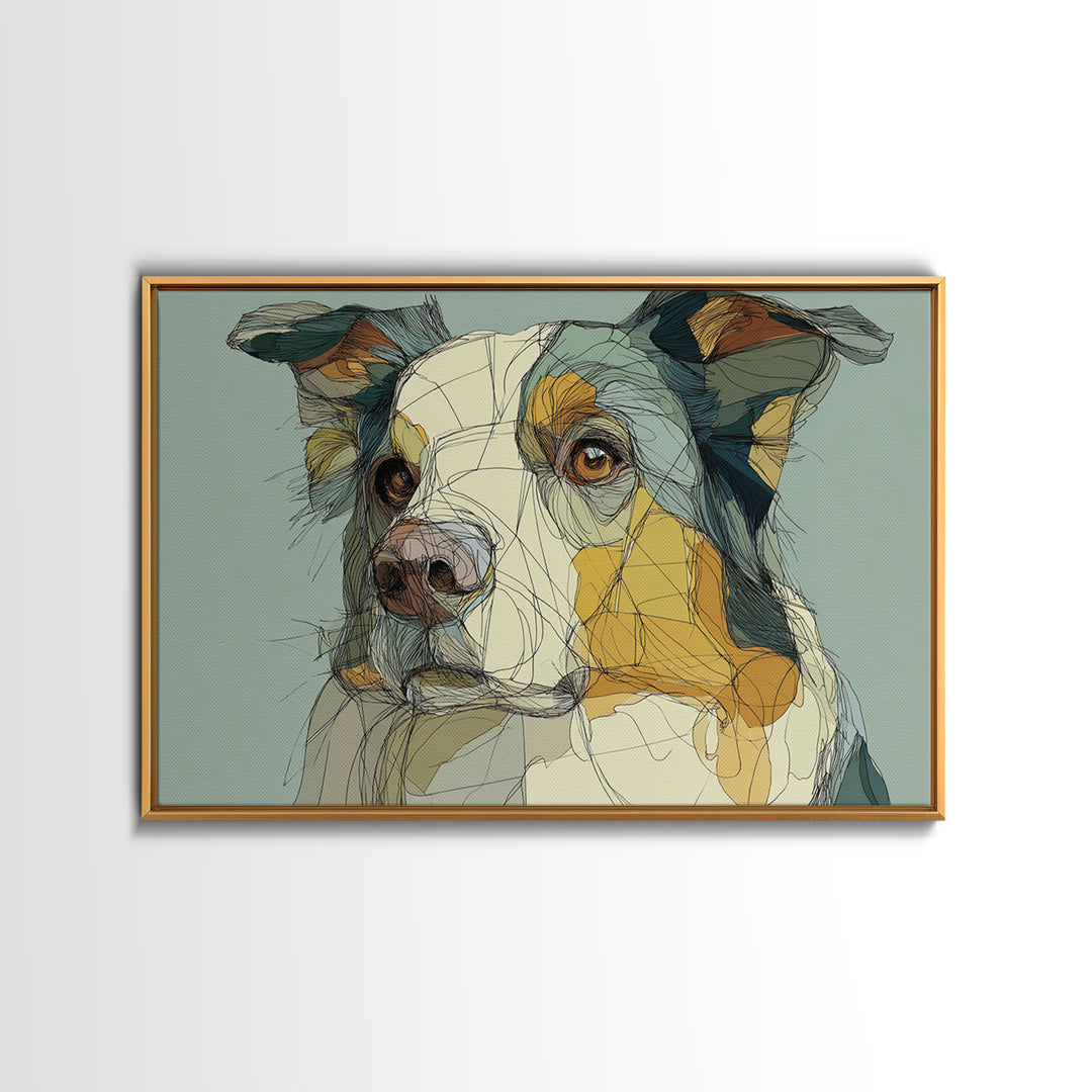 Continuous Line Dog Portrait Canvas Print, Line Art, Home Decor, Living Room Decor, Line, Modern Wall Art, Boho Wall Decor, LIN-3x2-89