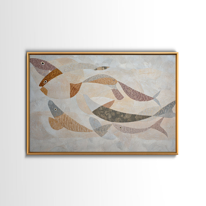 Continuous Line Fish Framed Canvas Print, Line Art, Boho Decor, Living Room Decor, Abstract Art, Line, Minimalist Art, LIN-3x2-96