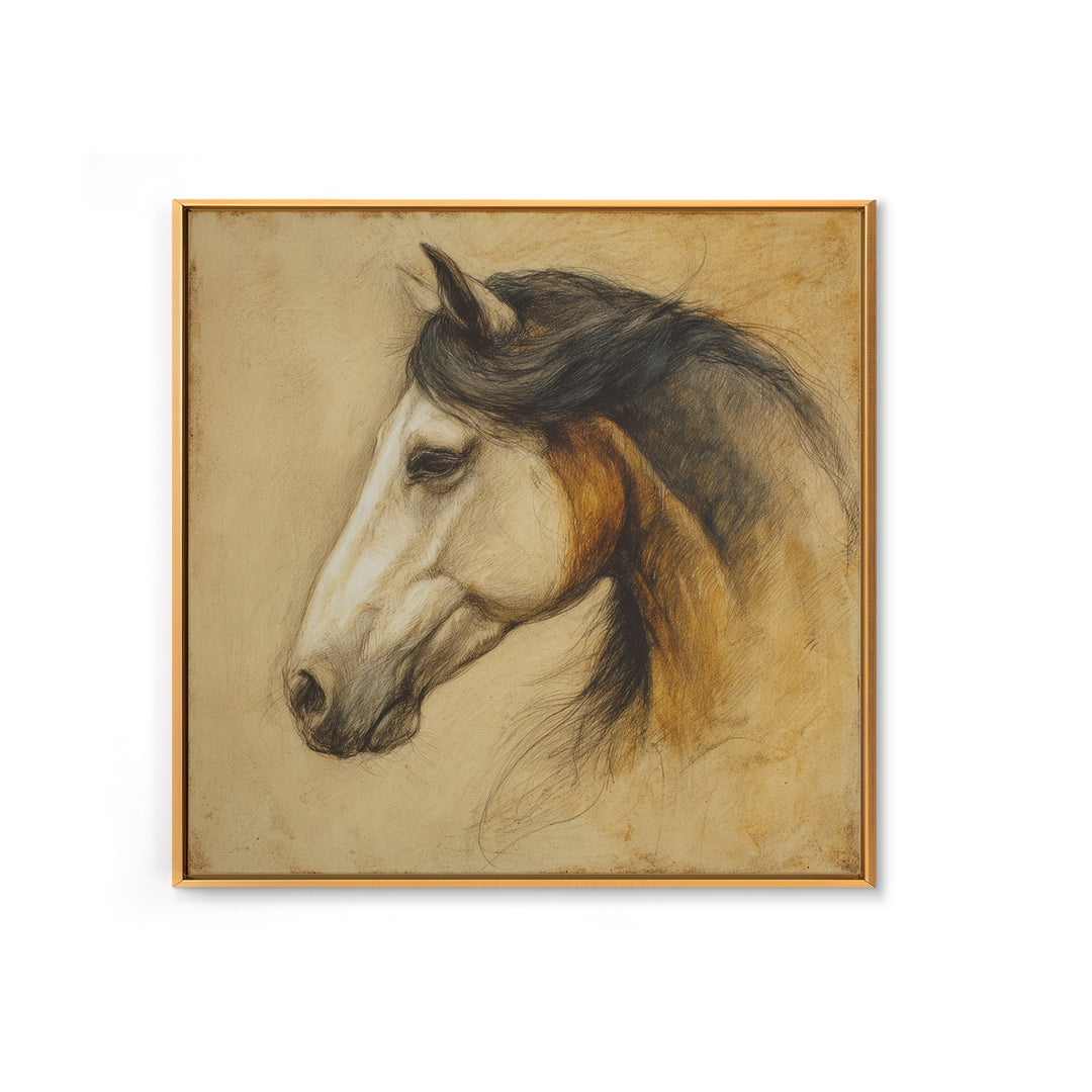 Contemporary Horse Portrait Canvas Print, Living Room Art, Boho Wall Art, Living Room Decor, Oil Painting, Living, LIR-1x1-10