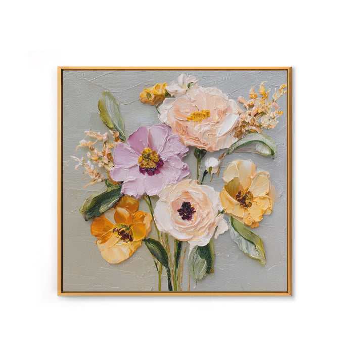 Botanical Vase Painting Framed Canvas Print, Living Room Art, Living Room Decor, Oil Painting, Living, Statement Artwork, LIR-1x1-2