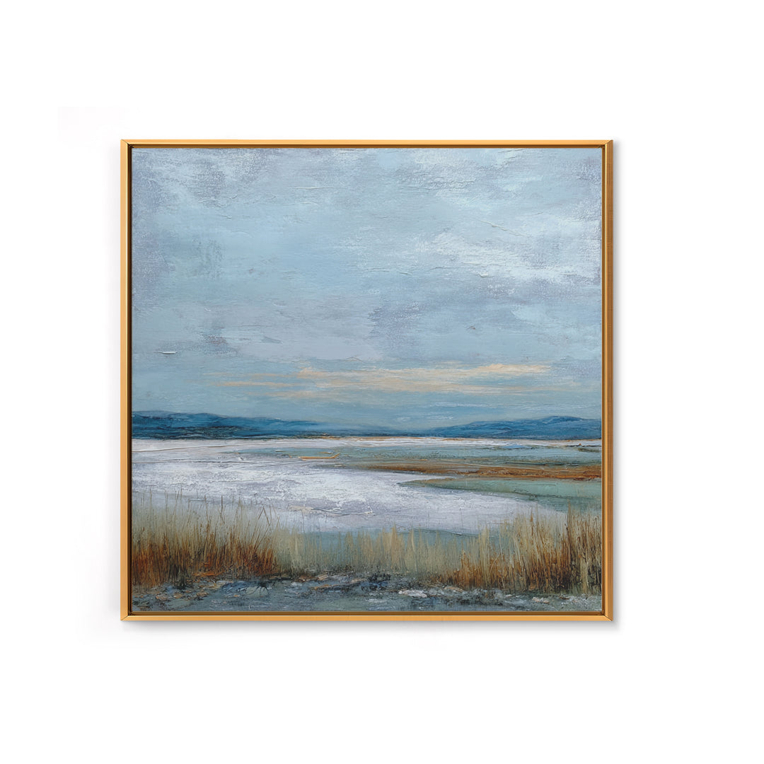 Modern Landscape with Expansive Calm Sky Framed Canvas Print, Living Room Art, Apartment Decor, Living Room Decor, Oil Painting, LIR-1x1-27