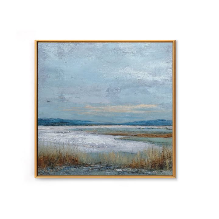 Modern Landscape with Expansive Calm Sky Framed Canvas Print, Living Room Art, Apartment Decor, Living Room Decor, Oil Painting, LIR-1x1-27