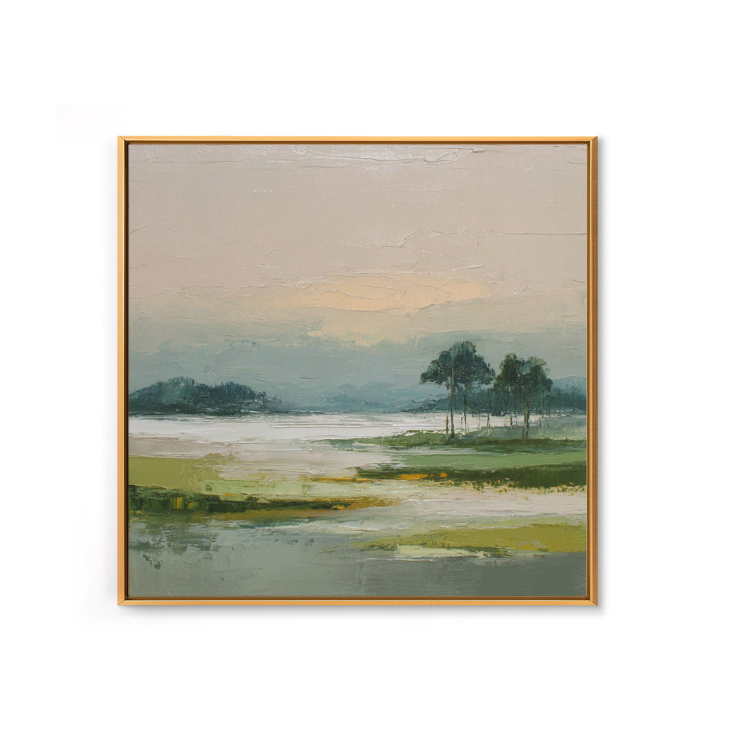 Modern Landscape with Expansive Calm Sky Canvas Print, Living Room Art, Oil Painting, Living Room Decor, Fine Art, Living, LIR-1x1-3