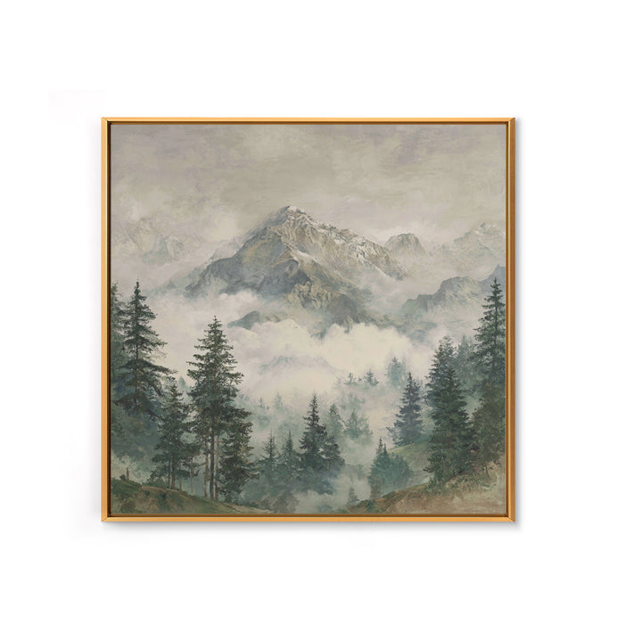 Classic Mountain Panorama for Cozy Interiors Framed Canvas Print, Living Room Art, Room Decor, Living Room Decor, Living, LIR-1x1-40
