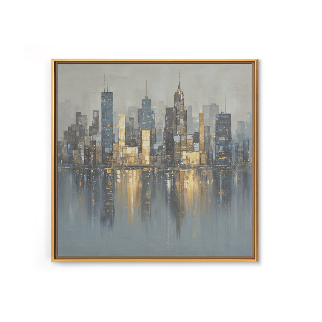 Modern City Skyline Framed Canvas Print, Living Room Art, Modern Wall Art, Living Room Decor, Fine Art, Living, LIR-1x1-70