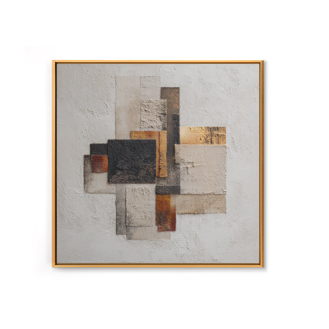 Monochrome Stone Texture Abstraction Framed Canvas Print, Living Room Art, Wall Art, Living Room Decor, Abstract Art, Living, LIR-1x1-93