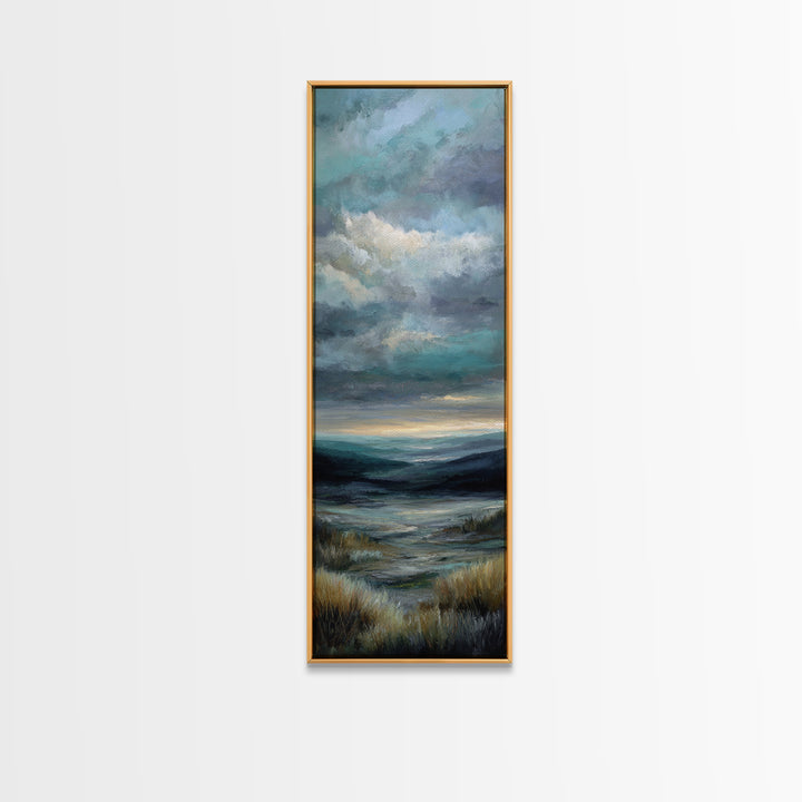 Modern Landscape with Expansive Calm Sky Framed Canvas Print, Living Room Art, Oil Painting, Living Room Decor, Living, LIR-1x3-15