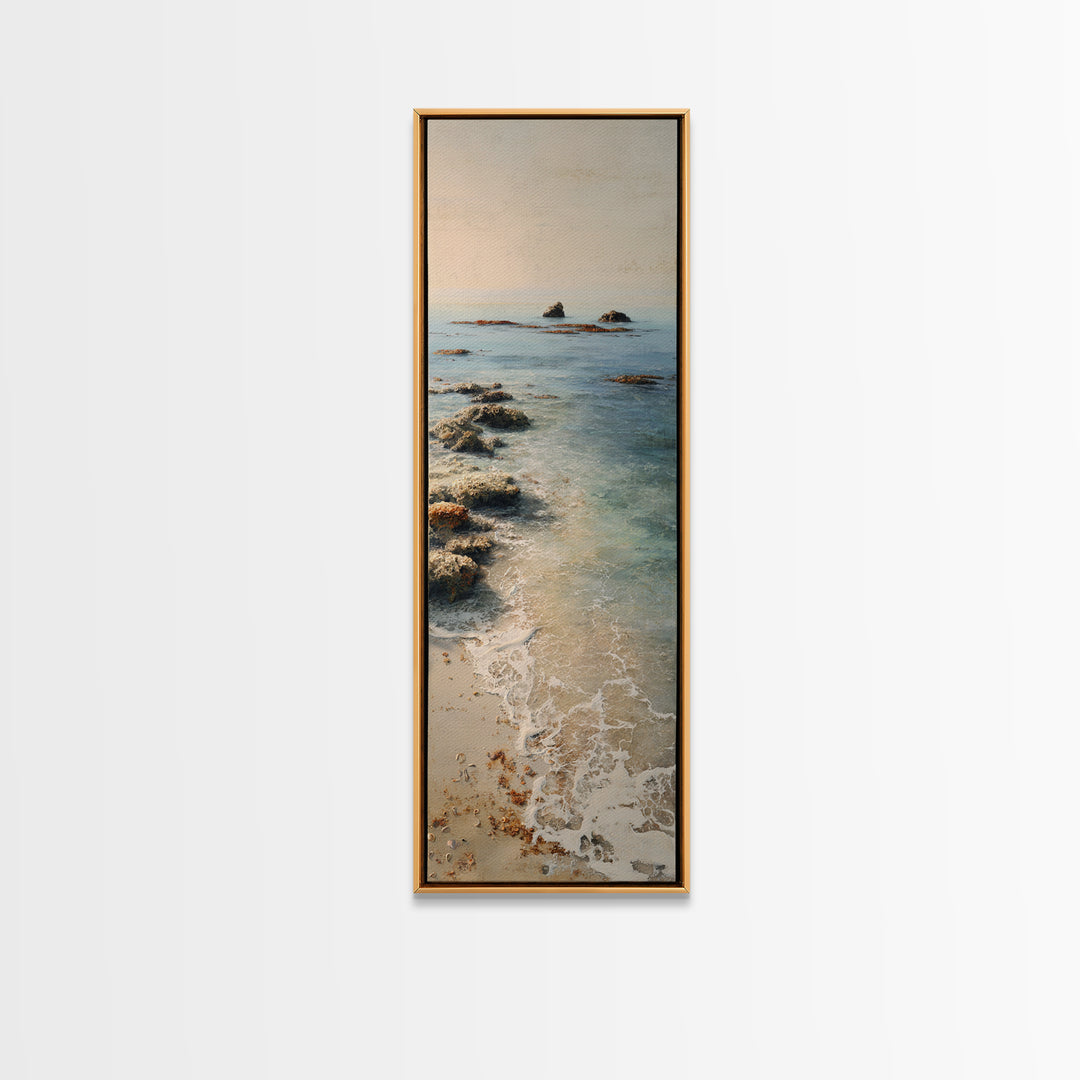 Moody Seascape for Dramatic Focal Point Canvas Print, Living Room Art, Neutral Decor, Living Room Decor, Fine Art, Living, LIR-1x3-18