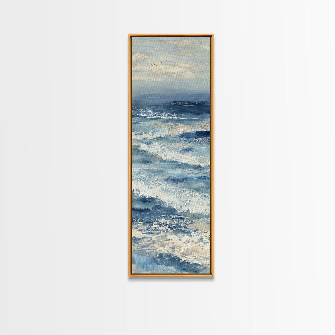 Coastal Aerial Shoreline Canvas Print, Living Room Art, Large Wall Art, Living Room Decor, Fine Art, Living, Dopamine Decor, LIR-1x3-23