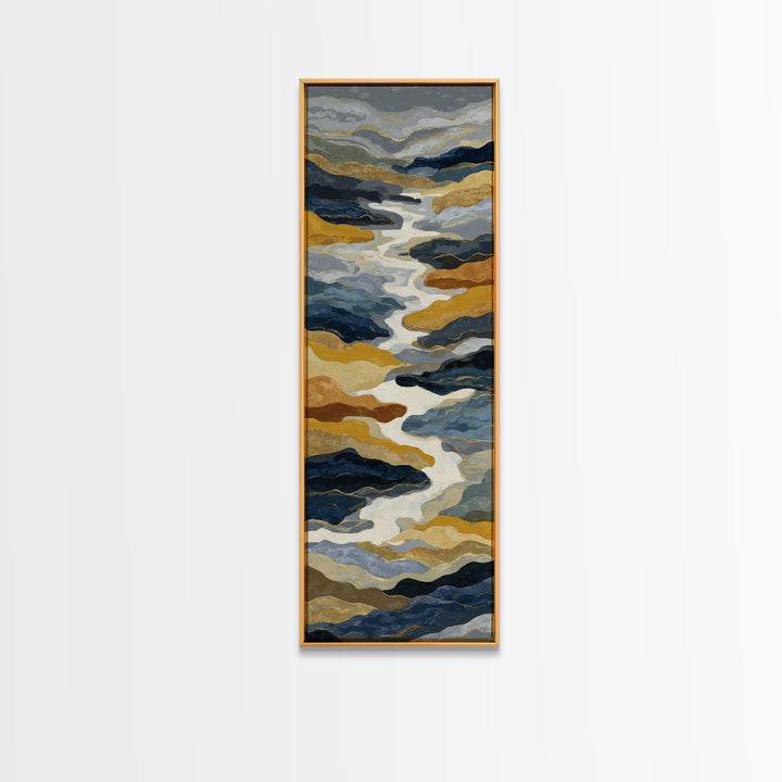 Gold Accented Abstract Brushwork Canvas Print, Living Room Art, Living Room Wall Art, Living Room Decor, Abstract Art, Living, LIR-1x3-26