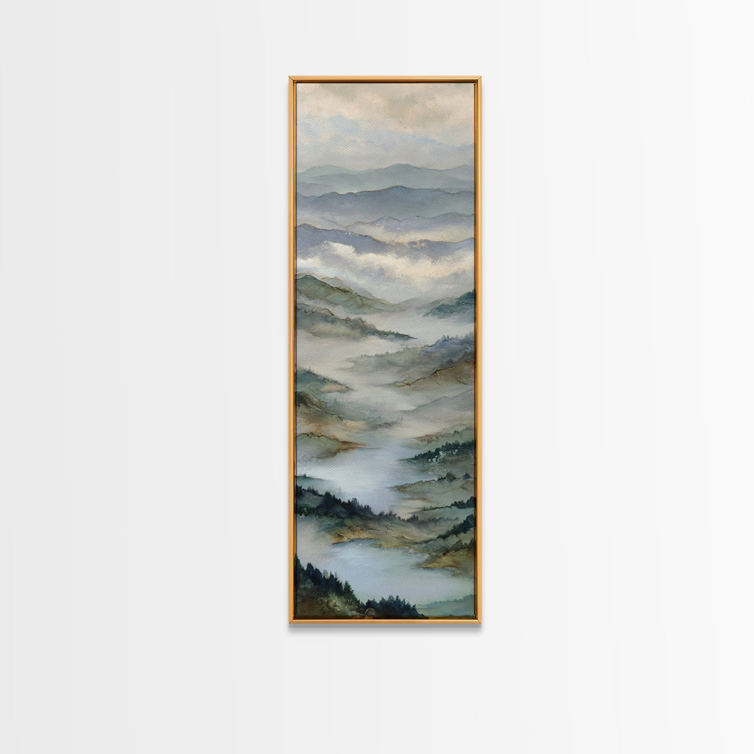Classic Mountain Panorama for Cozy Interiors Canvas Print, Living Room Art, Painting, Living Room Decor, Fine Art, Living, LIR-1x3-28