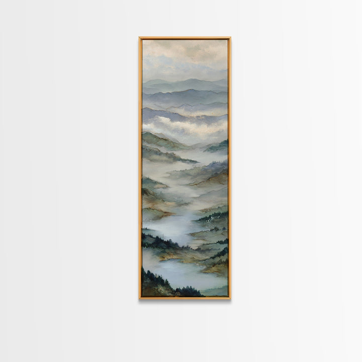 Classic Mountain Panorama for Cozy Interiors Canvas Print, Living Room Art, Painting, Living Room Decor, Fine Art, Living, LIR-1x3-28