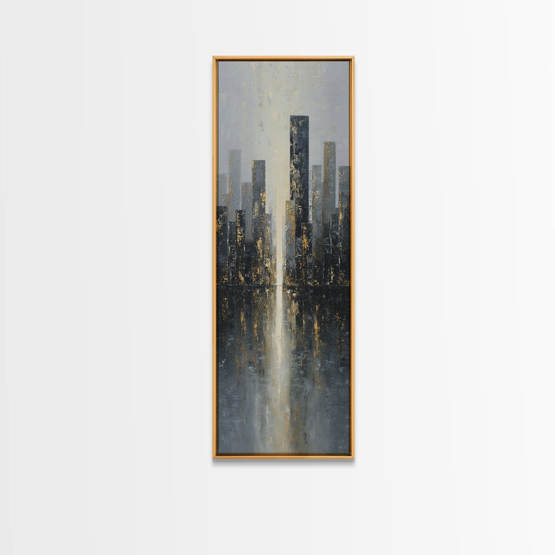 Modern City Skyline Framed Canvas Print, Living Room Art, 3 Piece Wall Art, Living Room Decor, Abstract Art, Living, LIR-1x3-34