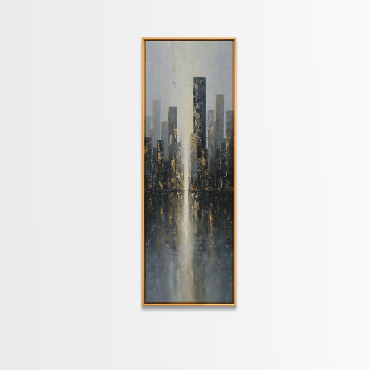 Modern City Skyline Framed Canvas Print, Living Room Art, 3 Piece Wall Art, Living Room Decor, Abstract Art, Living, LIR-1x3-34