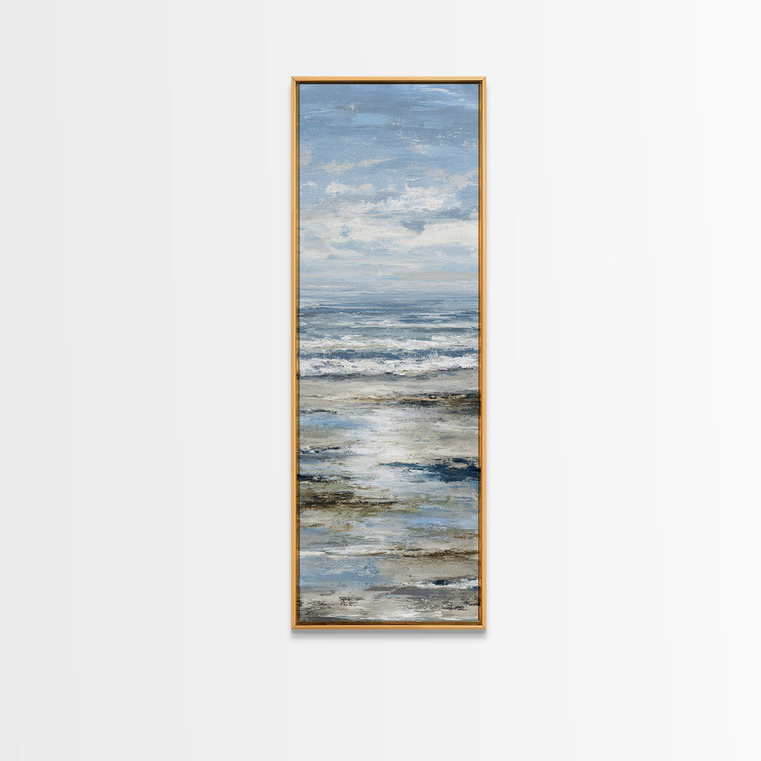 Moody Seascape for Dramatic Focal Point Canvas Print, Living Room Art, Neutral Decor, Living Room Decor, Fine Art, Living, LIR-1x3-42