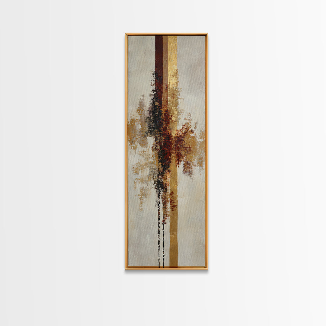 Gold Accented Abstract Brushwork Framed Canvas Print, Living Room Art, Fine Art Print, Living Room Decor, Abstract Art, Living, LIR-1x3-50