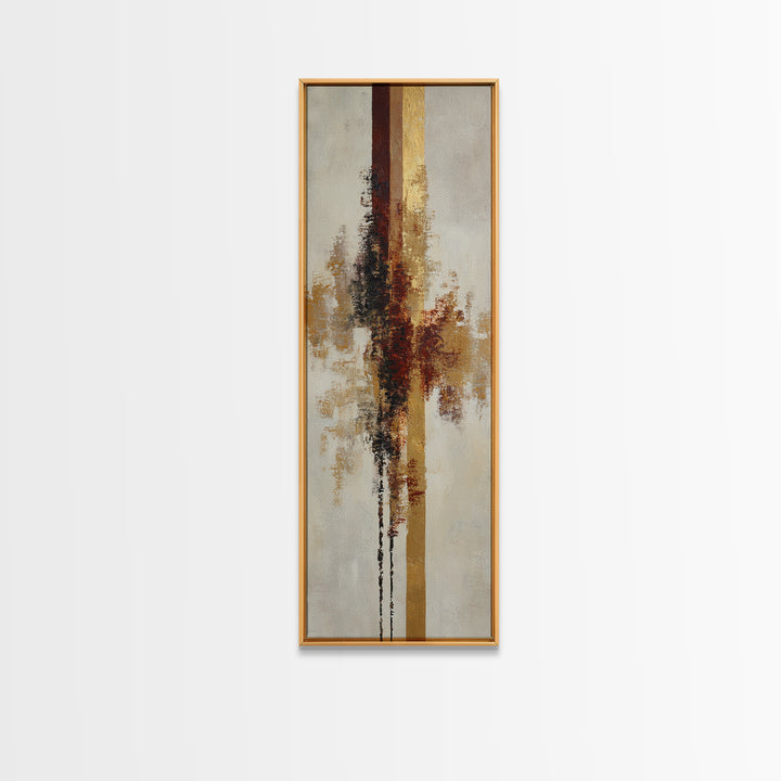 Gold Accented Abstract Brushwork Framed Canvas Print, Living Room Art, Fine Art Print, Living Room Decor, Abstract Art, Living, LIR-1x3-50