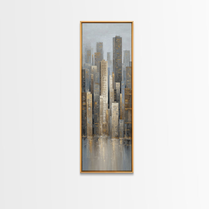 Modern City Skyline Framed Canvas Print, Living Room Art, 3 Piece Wall Art, Living Room Decor, Abstract Art, Living, LIR-1x3-58