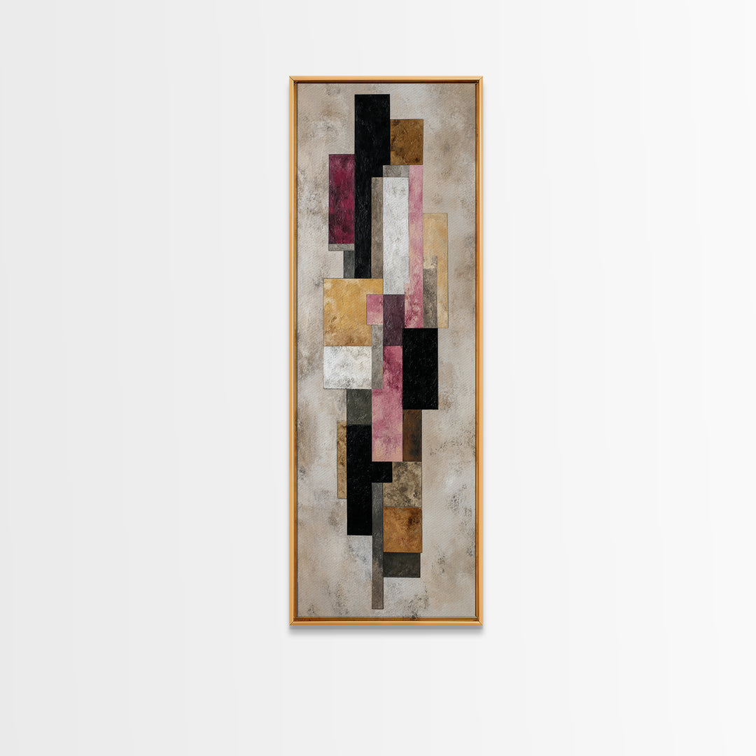 Mid Century Geometric Artwork Canvas Print, Living Room Art, Pet Portraits, Living Room Decor, Abstract Art, Living, LIR-1x3-68