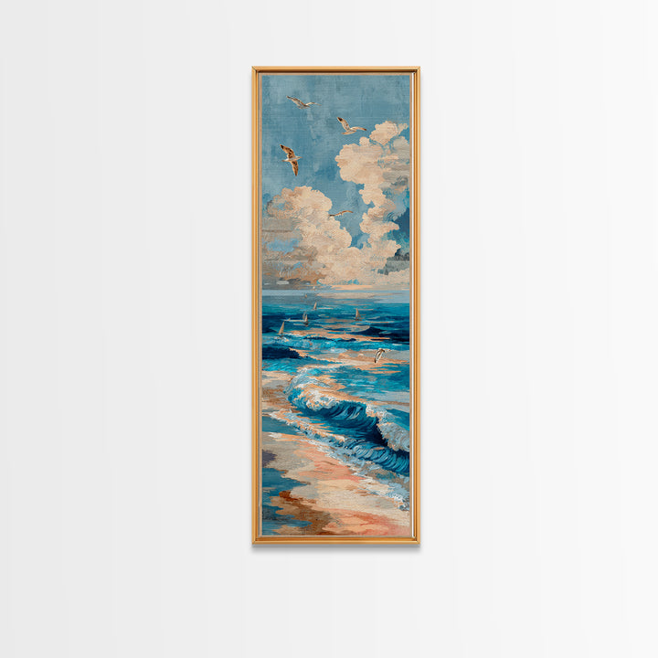 Coastal Aerial Shoreline Framed Canvas Print, Living Room Art, Gallery Decor, Living Room Decor, Fine Art, Living, Wall Art, LIR-1x3-71
