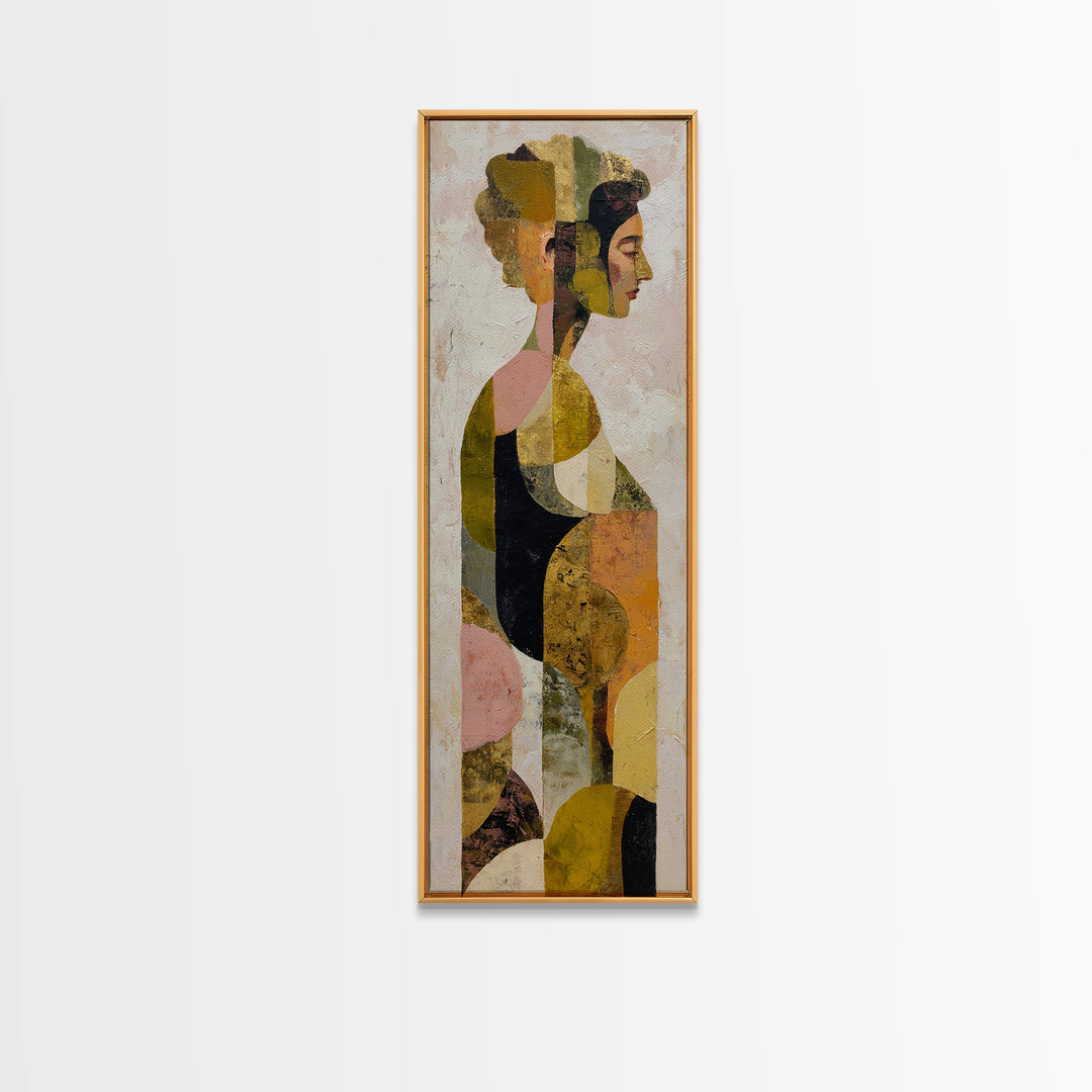 Gold Accented Abstract Brushwork Framed Canvas Print, Living Room Art, Fine Art Print, Living Room Decor, Abstract Art, Living, LIR-1x3-74