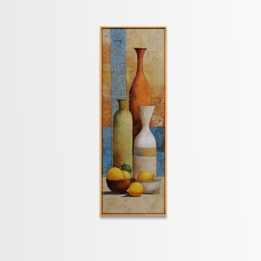 Warm Mediterranean Lemon Still Life Canvas Print, Living Room Art, Statement Artwork, Living Room Decor, Fine Art, Living, LIR-1x3-78