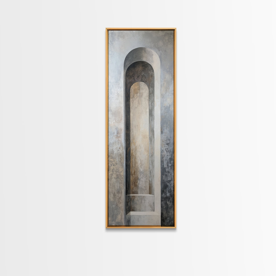 Black and White Architectural Arch Composition Framed Canvas Print, Living Room Art, Boho Decor, Living Room Decor, LIR-1x3-91