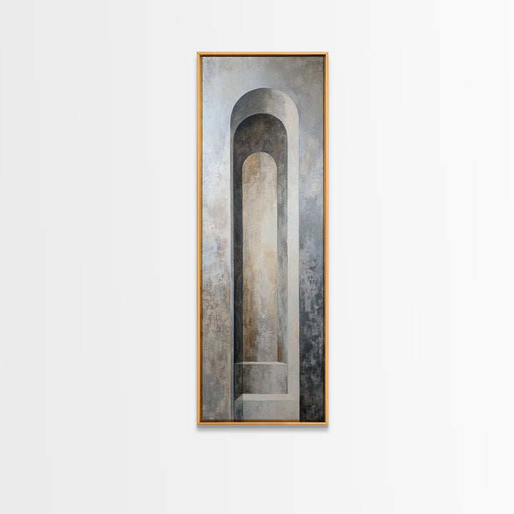 Black and White Architectural Arch Composition Framed Canvas Print, Living Room Art, Boho Decor, Living Room Decor, LIR-1x3-91