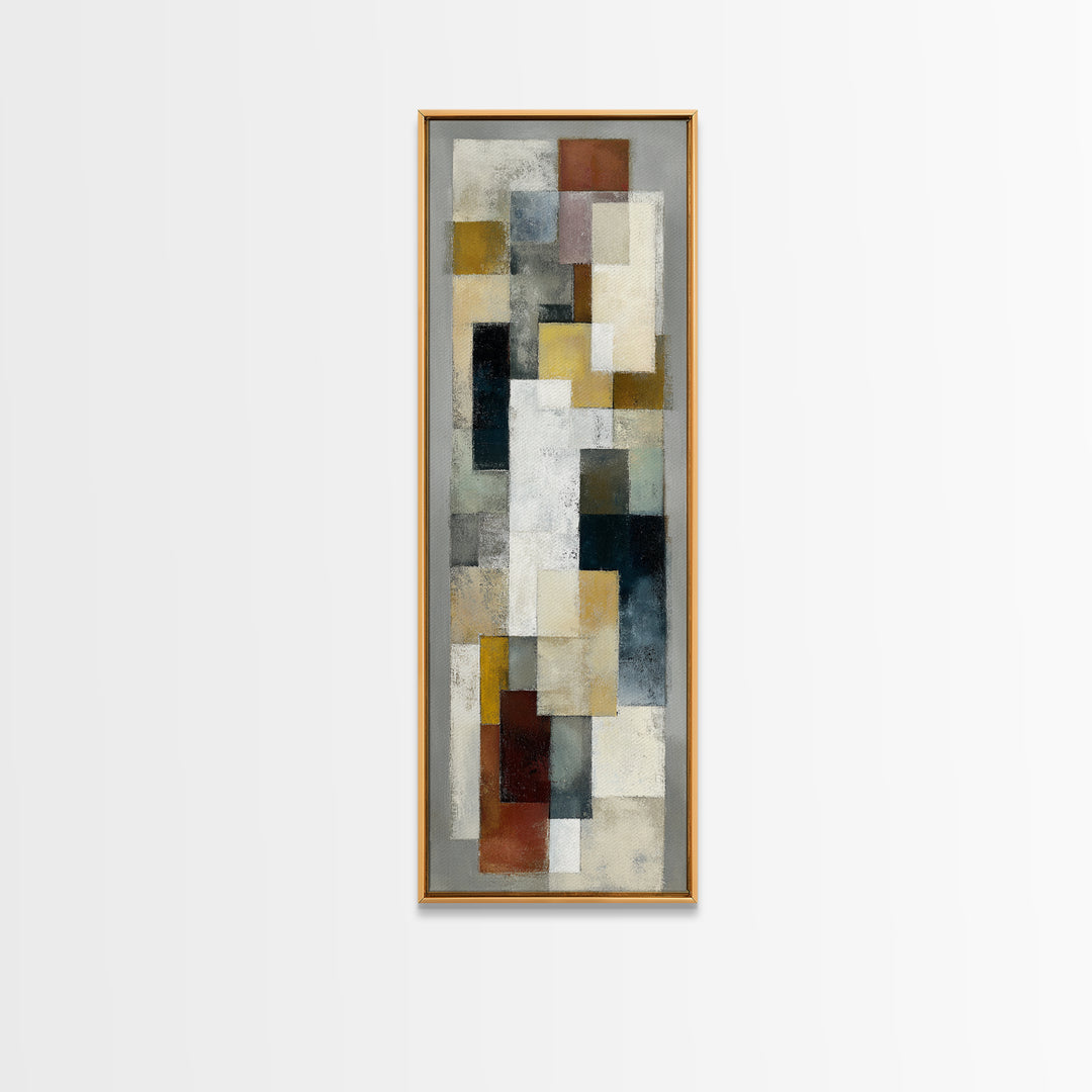 Mid Century Geometric Artwork Framed Canvas Print, Living Room Art, Oversized Wall Art, Living Room Decor, Abstract Art, Living, LIR-1x3-92