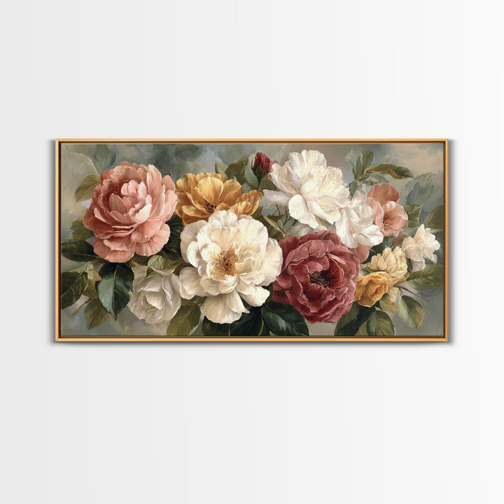 Botanical Vase Painting Canvas Print, Living Room Art, Textured Painting, Living Room Decor, Fine Art, Living, LIR-2x1-22