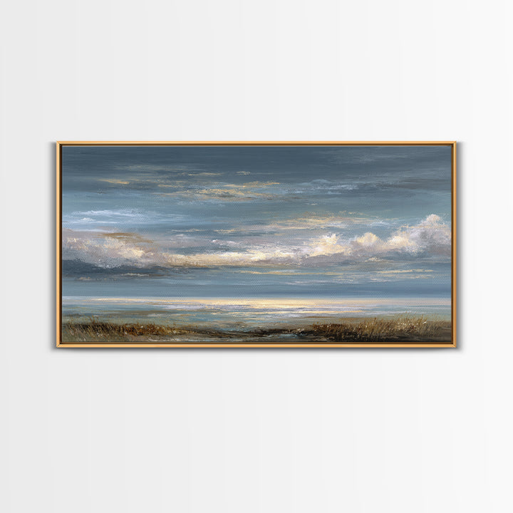 Large Cloudscape with Gentle Movement Canvas Print, Living Room Art, Home, Living Room Decor, Oil Painting, Living, LIR-2x1-39