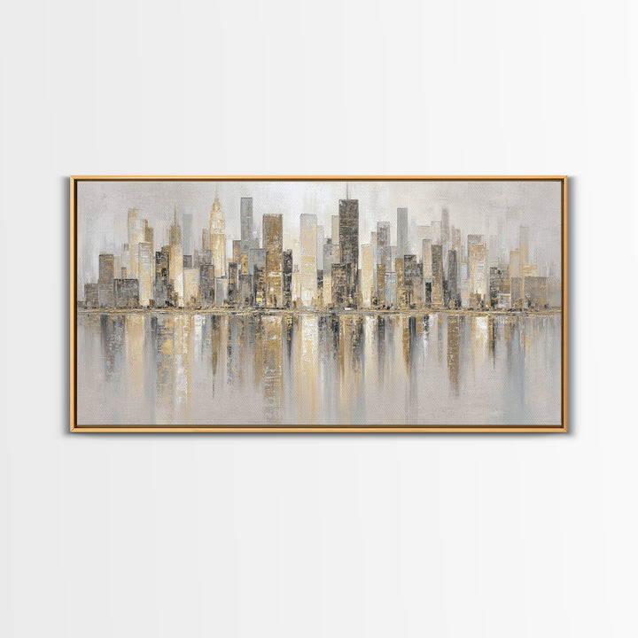 Modern City Skyline Framed Canvas Print, Living Room Art, Room Decor, Living Room Decor, Abstract Art, Living, Printable, LIR-2x1-42