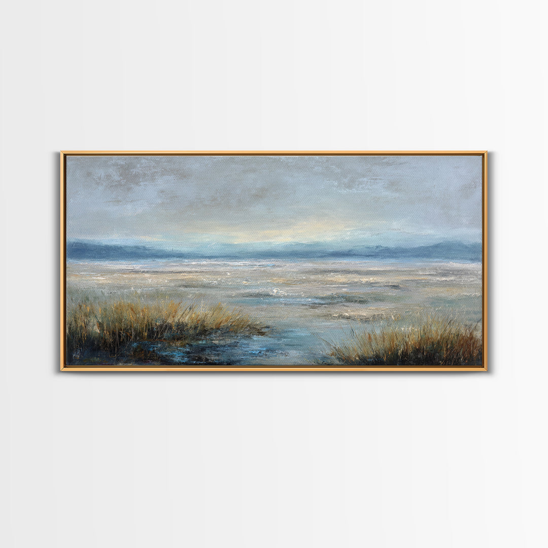 Quiet Meadow Landscape Framed Canvas Print, Living Room Art, Printable, Living Room Decor, Oil Painting, Living, Printable Art, LIR-2x1-43