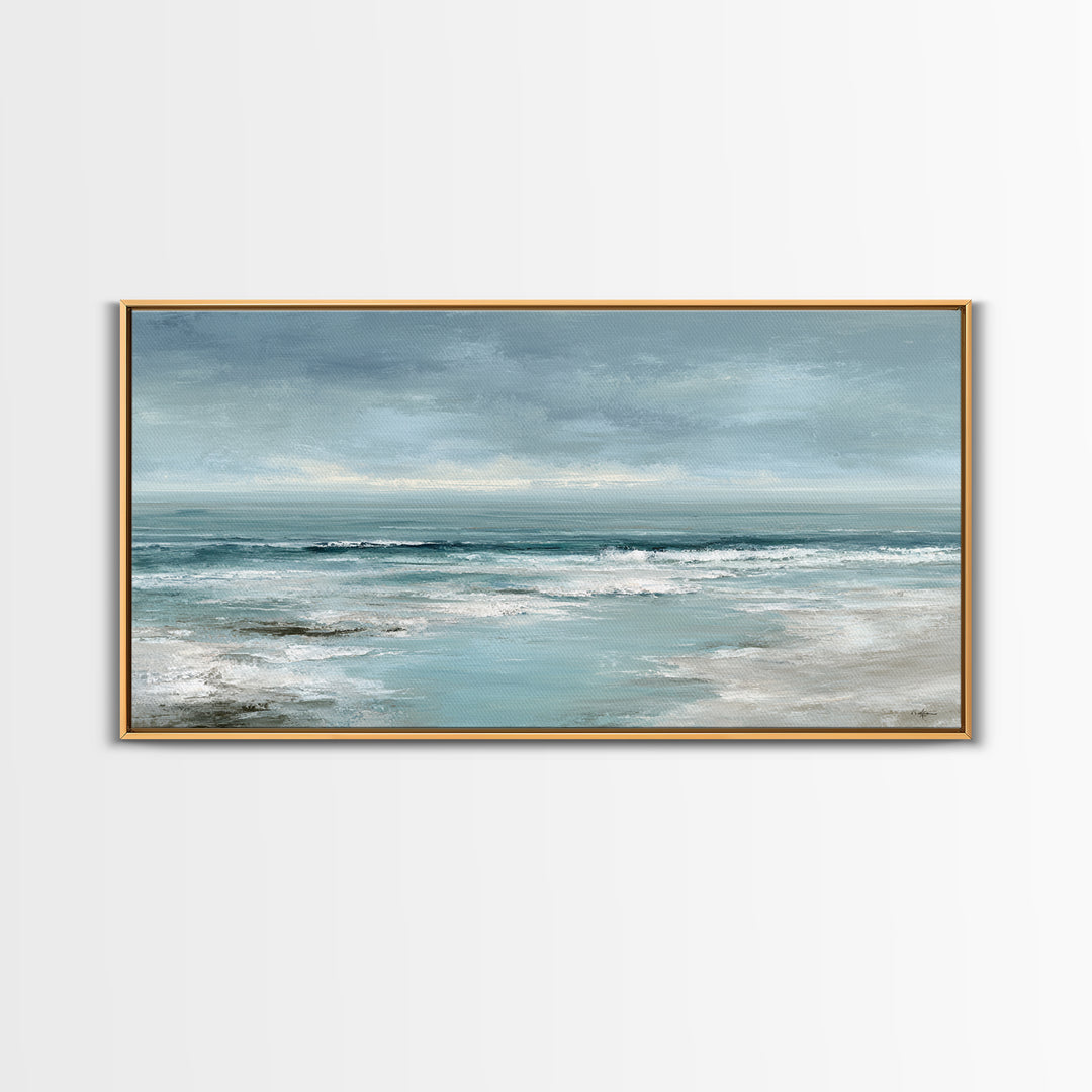 Moody Seascape for Dramatic Focal Point Framed Canvas Print, Living Room Art, Wall Decor, Living Room Decor, Fine Art, Living, LIR-2x1-50