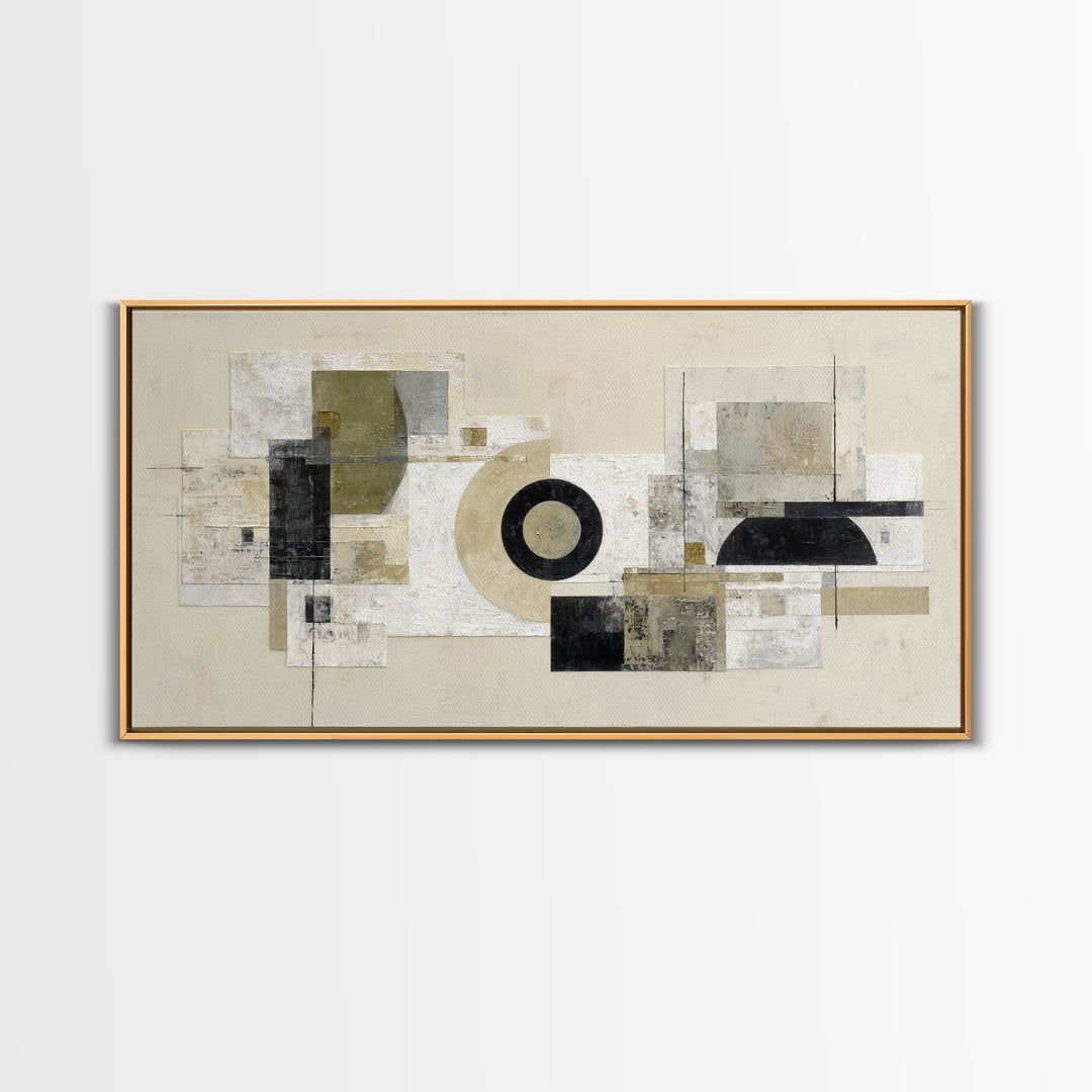 Black and White Architectural Arch Composition Canvas Print, Living Room Art, Abstract Art, Living Room Decor, Living, LIR-2x1-51