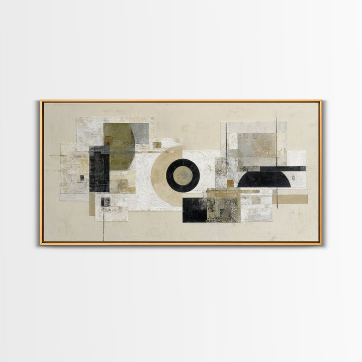 Black and White Architectural Arch Composition Canvas Print, Living Room Art, Abstract Art, Living Room Decor, Living, LIR-2x1-51
